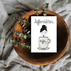 Karte Kaffeemädchen, Karte Kaffee, Postkarte Mädchen,0