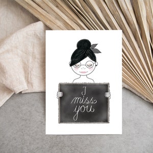 Karte I miss you, Postkarte Ich vermisse dich,0