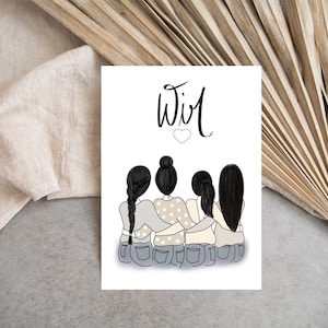 Karte Freundschaft, vier Mädchen, Wir,0