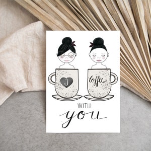 Karte Kaffee, Coffee, Postkarte I love Coffee with you,0