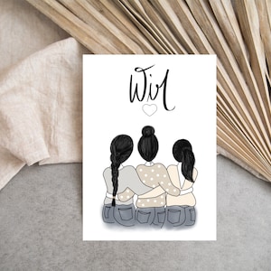 Karte Freundschaft, drei Mädchen, Wir,0