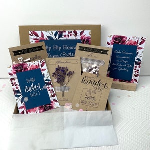 Personalisierteres Geburtstagsgeschenk mit Blumenmotiv für Frauen, Freundin, Schwester, Arbeitskollegin, Geschenkbox mit Trockenblumen, 1