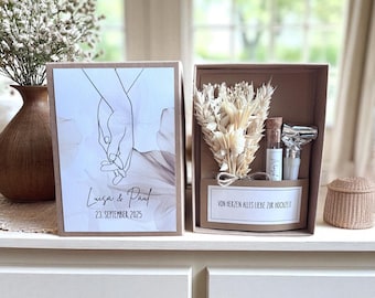 Personalisiertes Geldgeschenk mit Trockenblumen zur Hochzeit, Hochzeitsgeschenk für Brautpaar, Geschenkset, Geschenkidee, Gastgeschenk
