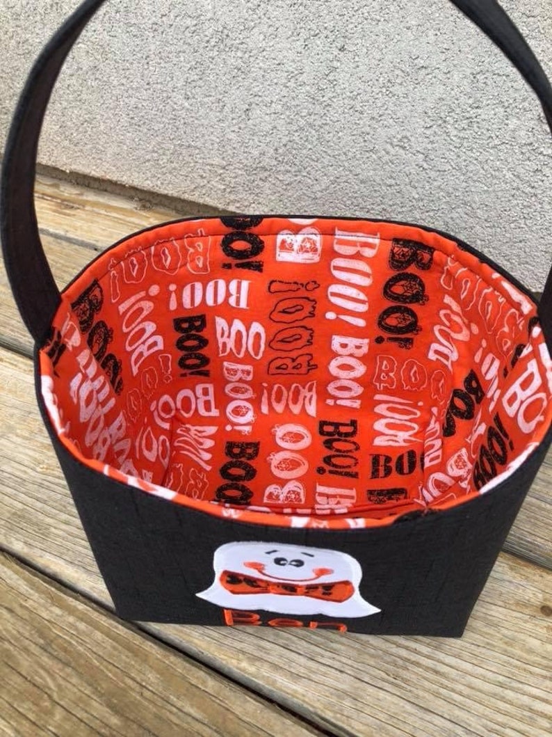 Personalized Halloween Basket
 Personalized Halloween Basket Appliqued Ghost Basket Applique Etsy