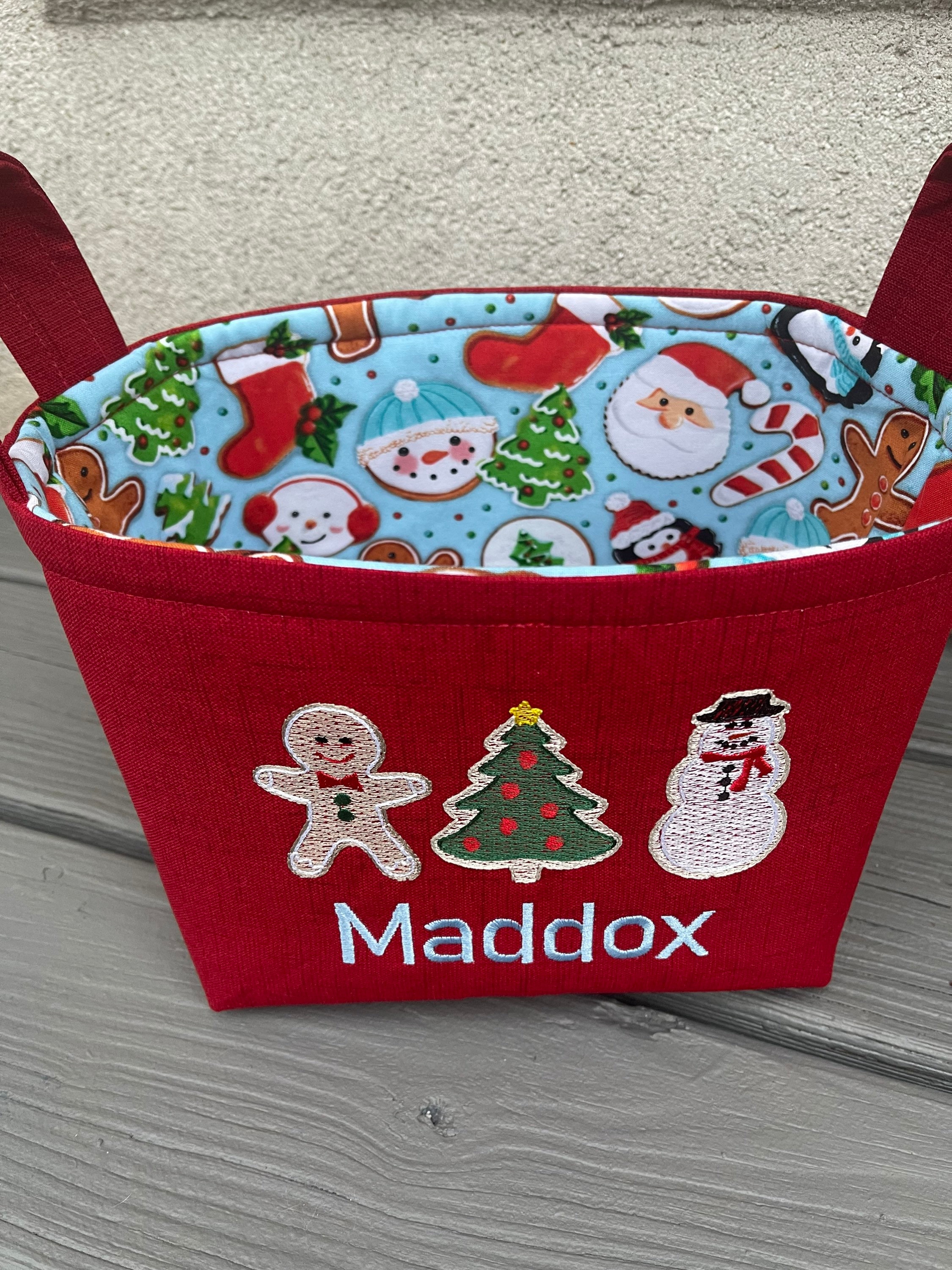 Personalized Christmas Basket Gingerbread Tree Snowman Cookies Etsy