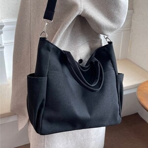 Ecla Studio Black Canvas Medium Crossbody Bag With Two Side - Etsy