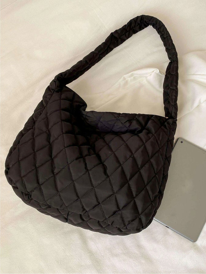 Ecla Studio Quilted Black Shoulder Bag With Zipper and Inner - Etsy
