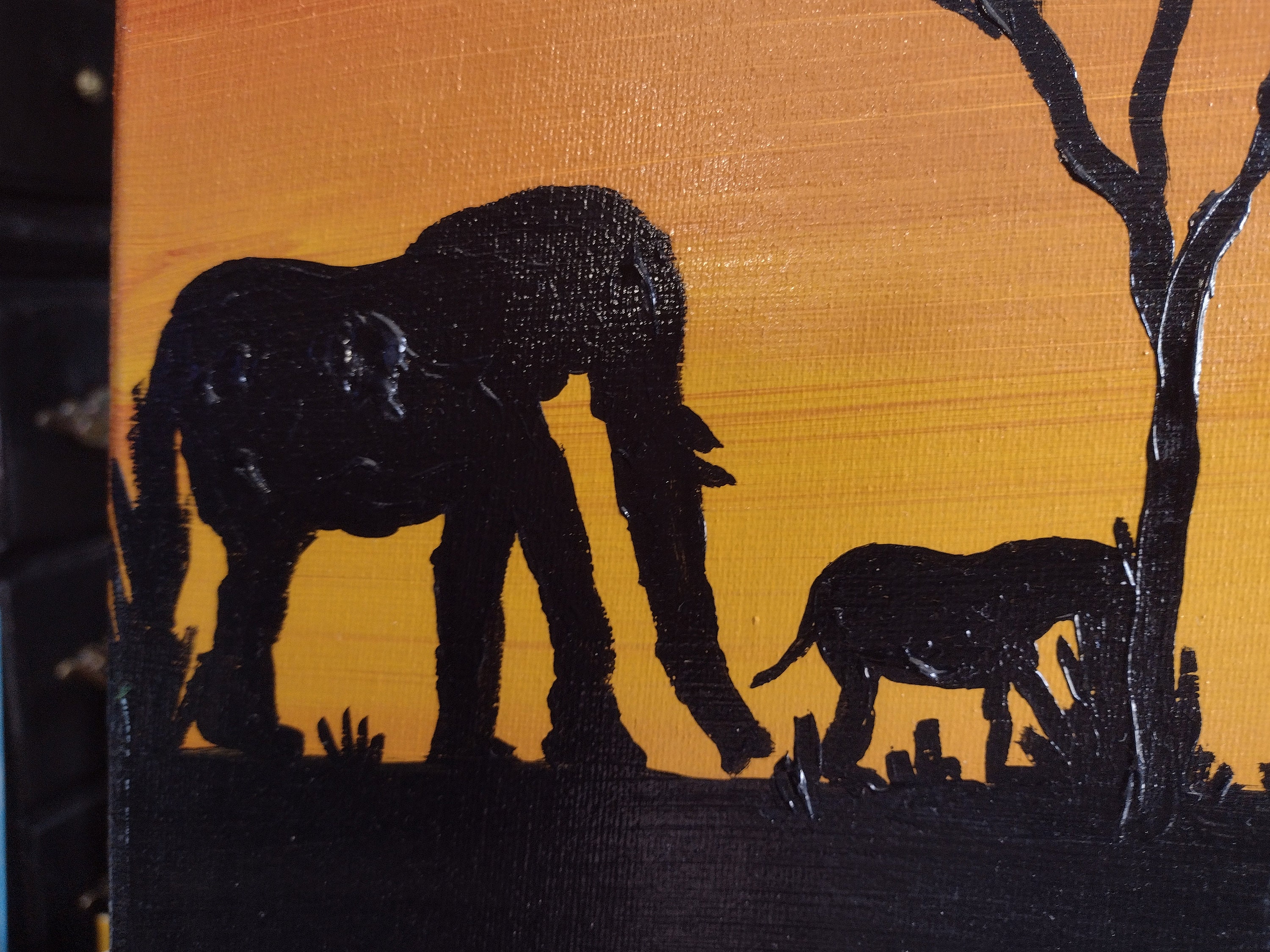 アフリカのサバンナの絵画、夕暮れの野生動物アート - Etsy 日本