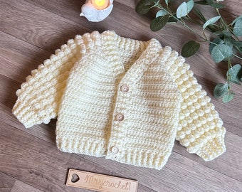 Cream cardigan, age 1-2years Handmade baby knits. Crochet baby, cream  baby cardigan. baby. Toddler gift. Birthday gift.