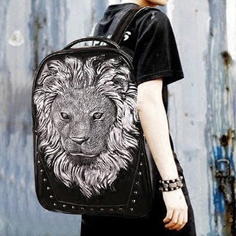 3d lion head backpack