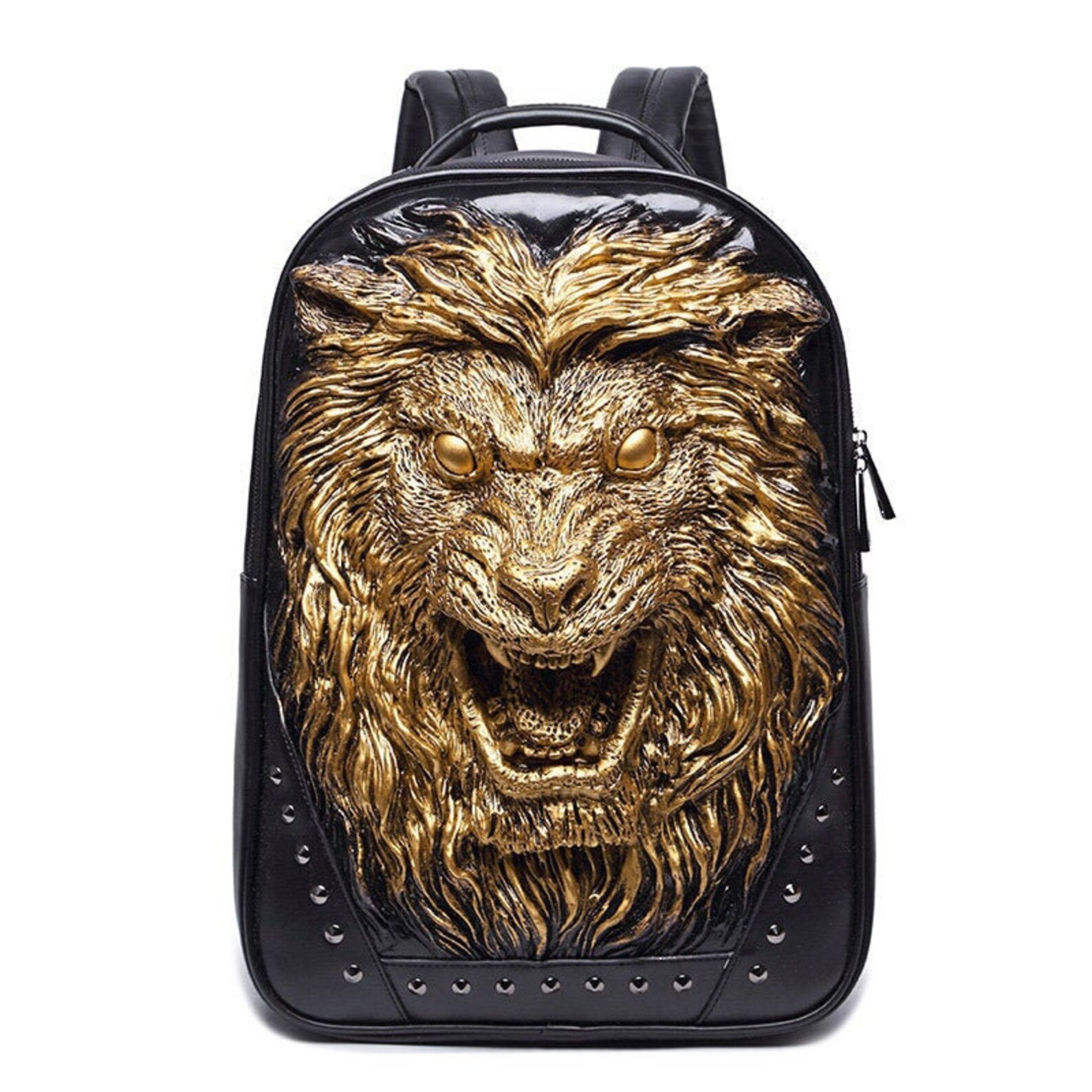 3D lion Head BackpackTrendy Travel PU Leather Backpack for Etsy