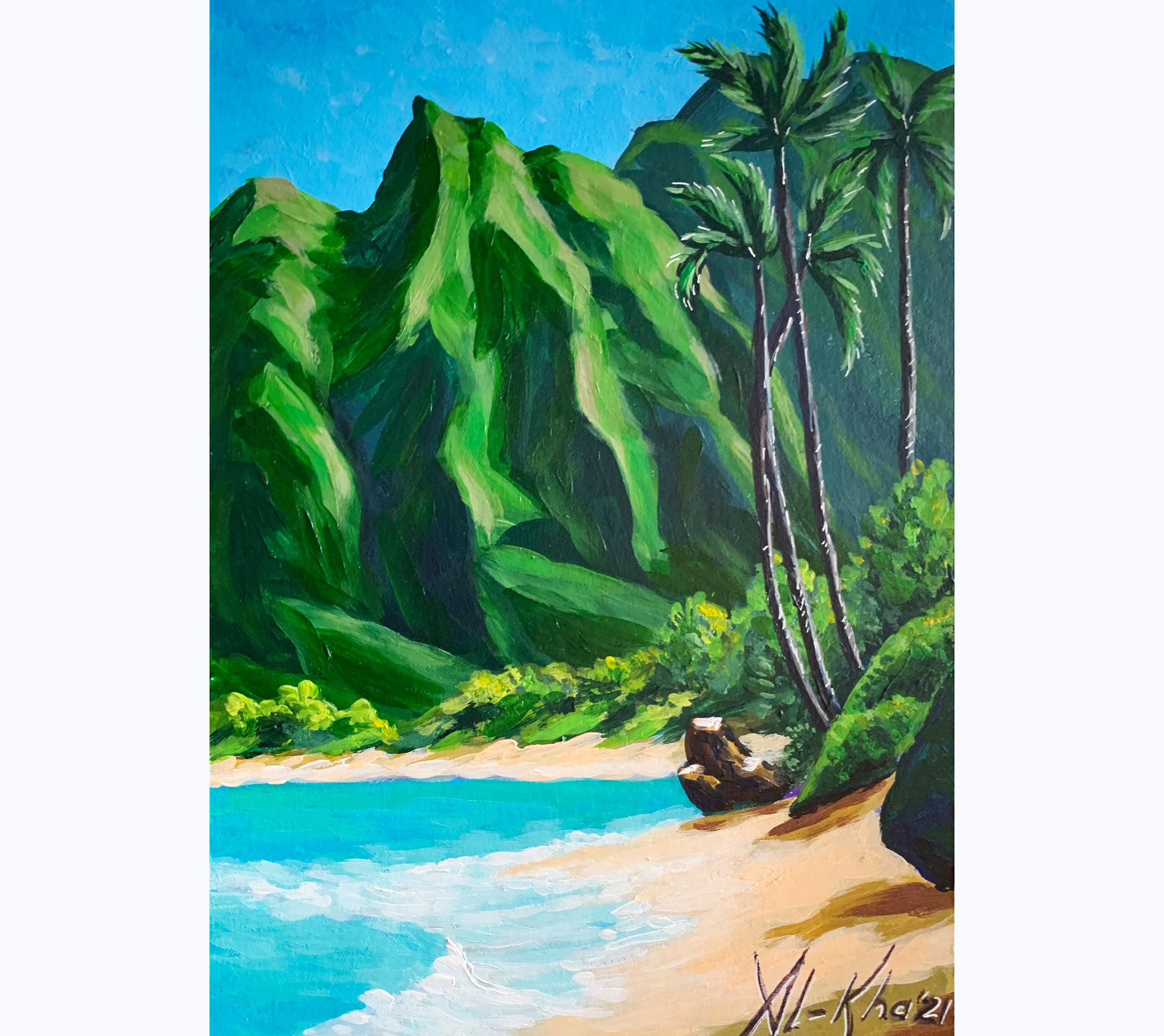Kauai Gemälde Original Kunst Hawaii Kunst Hawaii Strand Wand | Etsy
