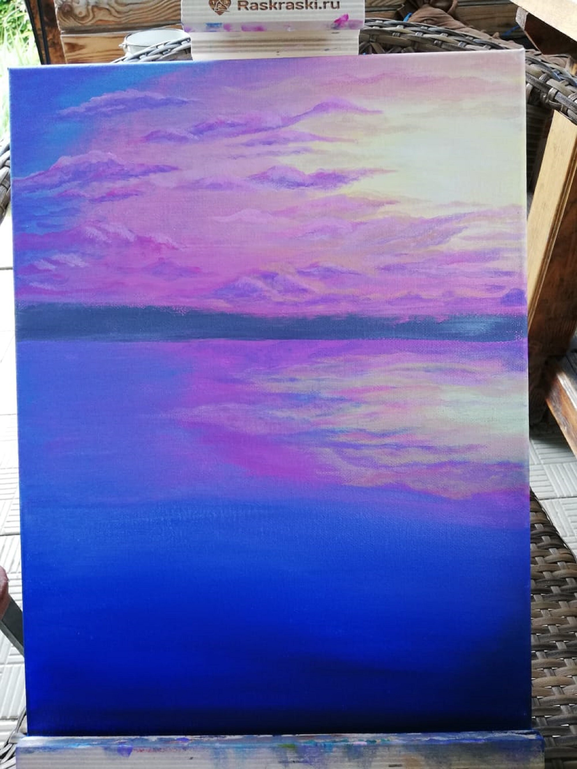 Lake Painting Evening Landscape Original Art Sunset Artwork Etsy