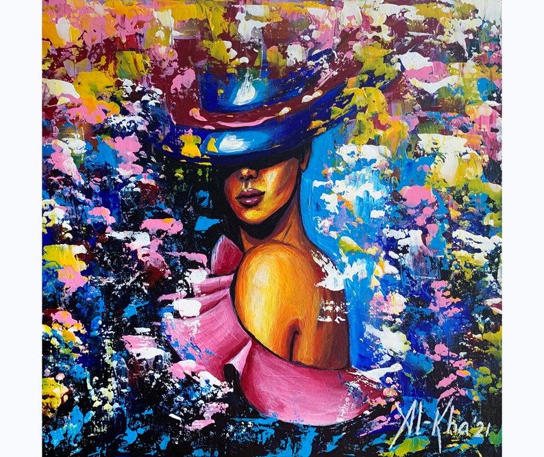 Female Portrait Painting Woman With Hat Original Art Abstract Etsy Il 794xN.3267332122 Mplk