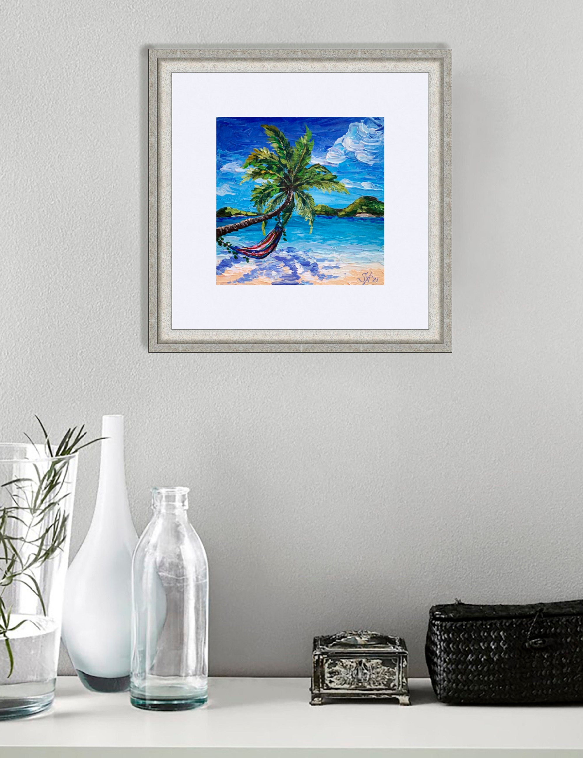 Tropische Malerei Palmen Original Kunst Landschaft Wandkunst | Etsy