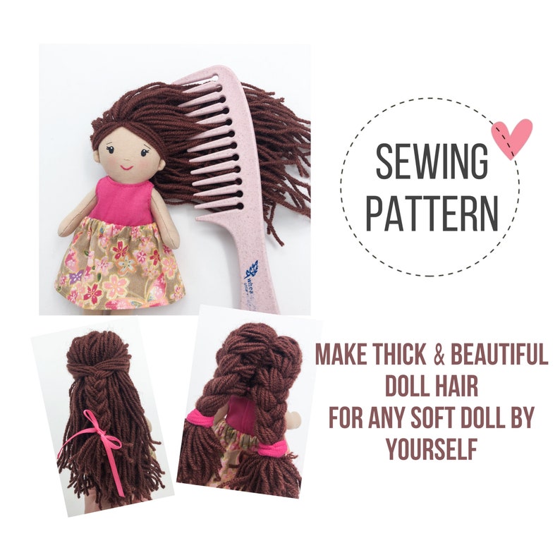 Doll hair pattern Doll hairstyle tutorial Rag doll hair Etsy