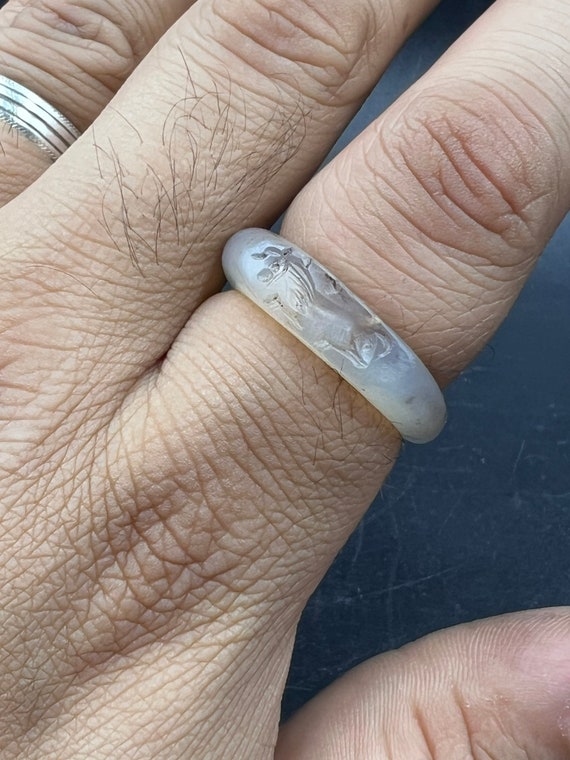 Absolutely Beautiful Greek period Handcrafted Crystal Quartz Pegasus Signet Ring Intaglio View 6