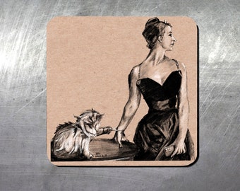Collectible fridge magnet (Madame x with a cat and an iPhone |3x3 inch)