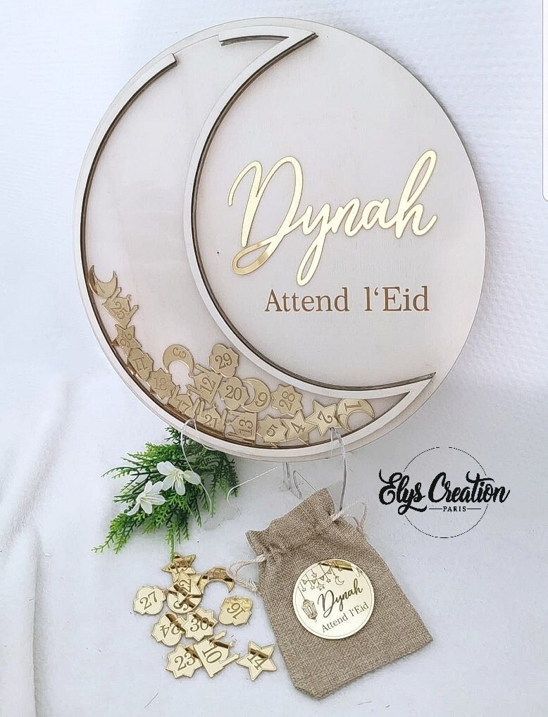 Compte à Rebours Eid en Bois Personnalisé