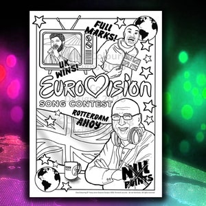 EUROVISION Ken Bruce & Richie Anderson BBC Radio 2 - A4 Colouring Download