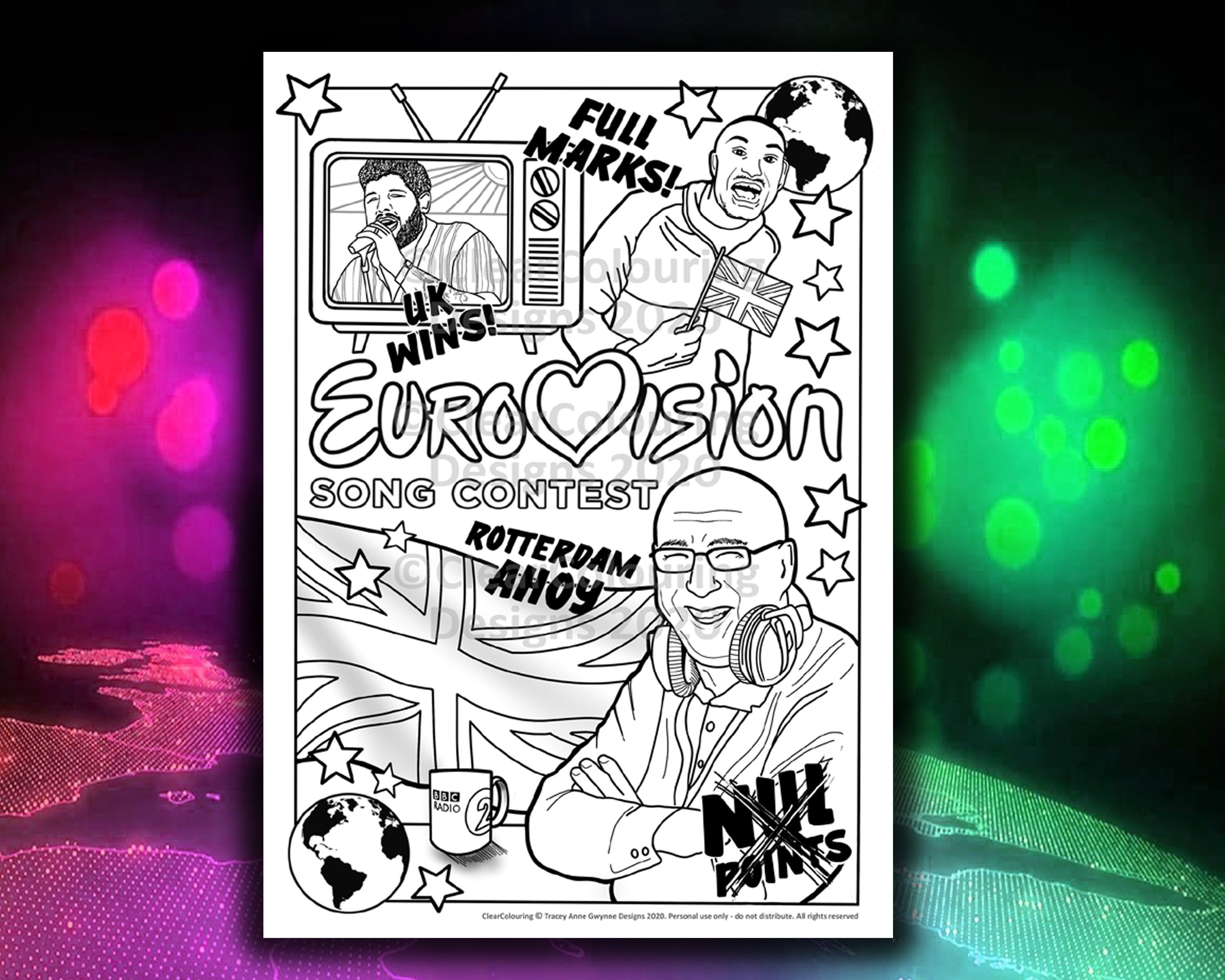 EUROVISION Ken Bruce & Richie Anderson BBC Radio 2 A4 Coloring Download