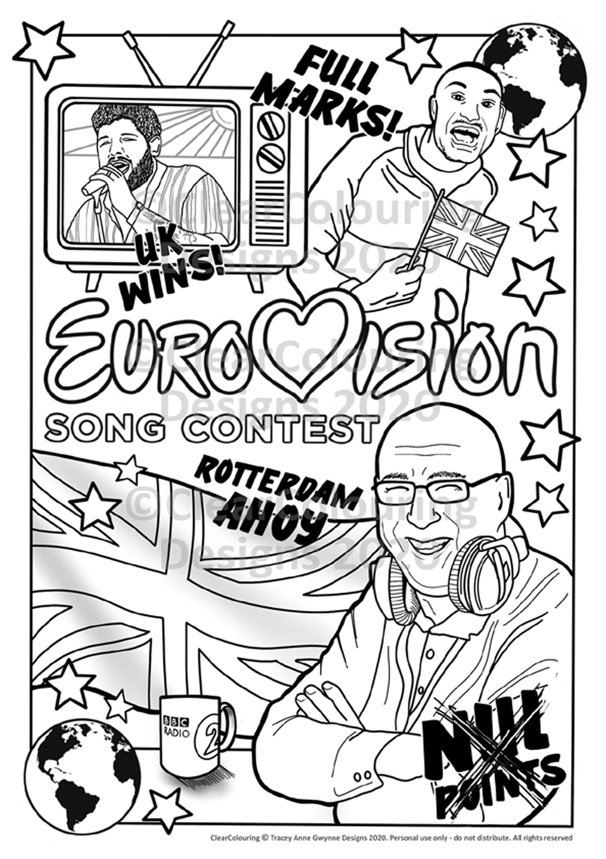 EUROVISION Ken Bruce & Richie Anderson BBC Radio 2 A4 Coloring Download
