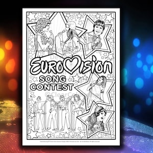 EUROVISION Vintage Song Contest - A4 Colouring Single Page Download PDF