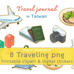 Autocollants imprimables numériques de journal de voyage de Taiwan