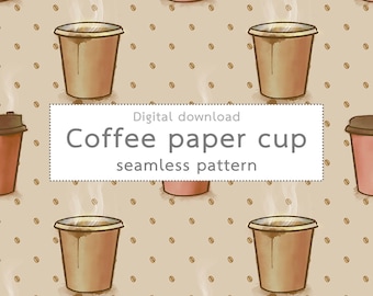 Coffee cup art lover digital seamless pattern