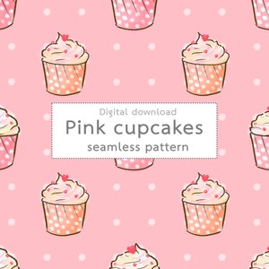 Cupcake food art digital seamless pattern