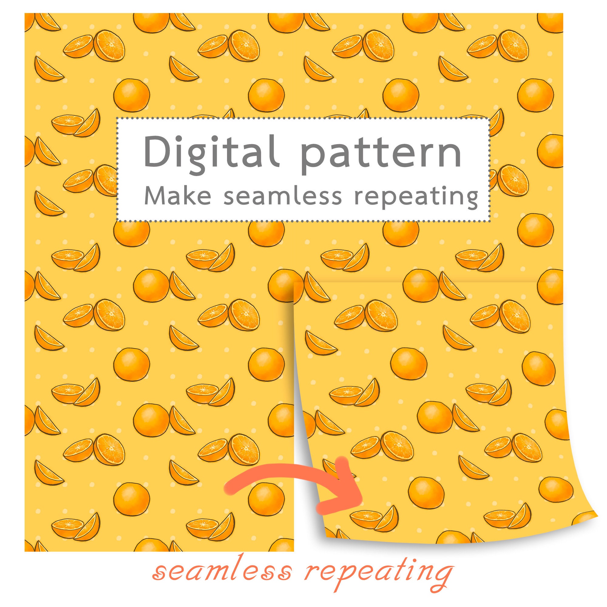 Digital Pattern Orange Orange Digital Seamless Pattern Kitchen Wallpaper - Etsy