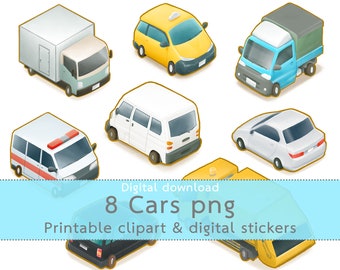 Cute car png files digital printable stickers