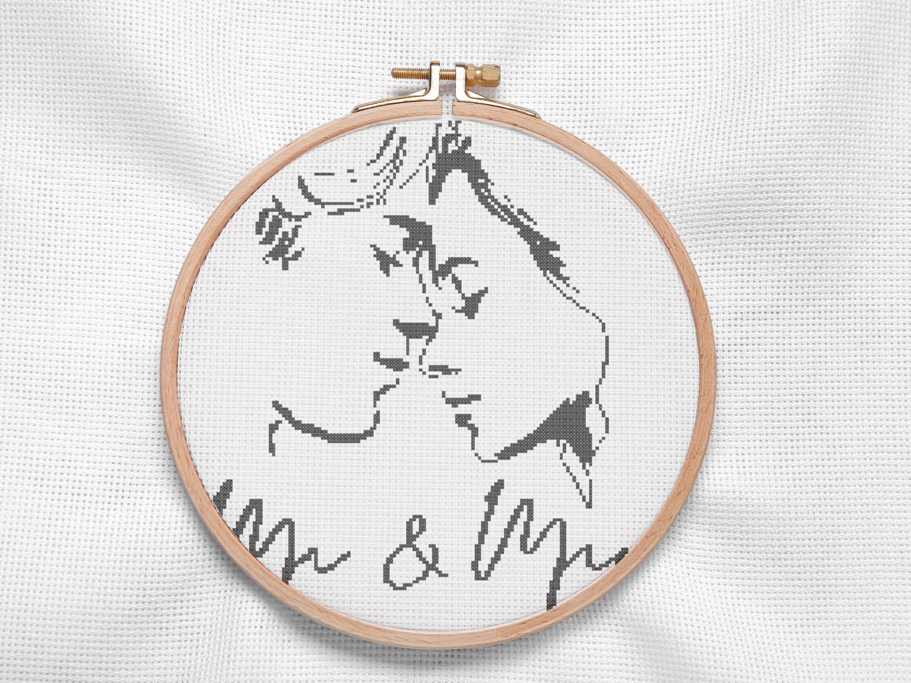 Elegant Wedding Cross Stitch Pattern – Personalized Mr and Mrs Monogram, Romantic Anniversary or Bridal Shower Gift, Engagement Keepsake - Thumbnail 4