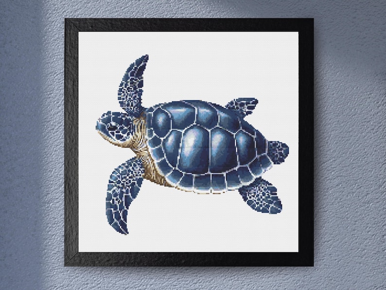 Shadding Sea Turtle Sea Turtle Cross Stitch Pattern – Ocean Marine Life, Elegant Design ...
