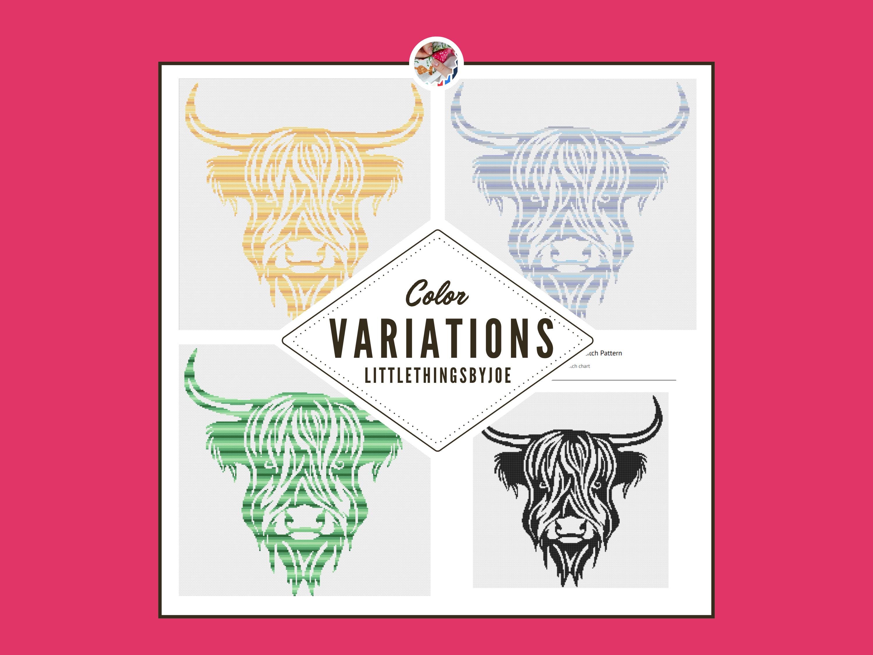 Highland Cow - Pattern Designed For Variegated Thread - Color Variations - Image 1