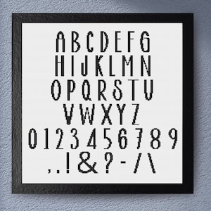 Alphabet Cross Stitch Pattern – Elegant Caps, Uppercase and Numbers, Modern Font for Name Samplers, Quotes & Custom Text