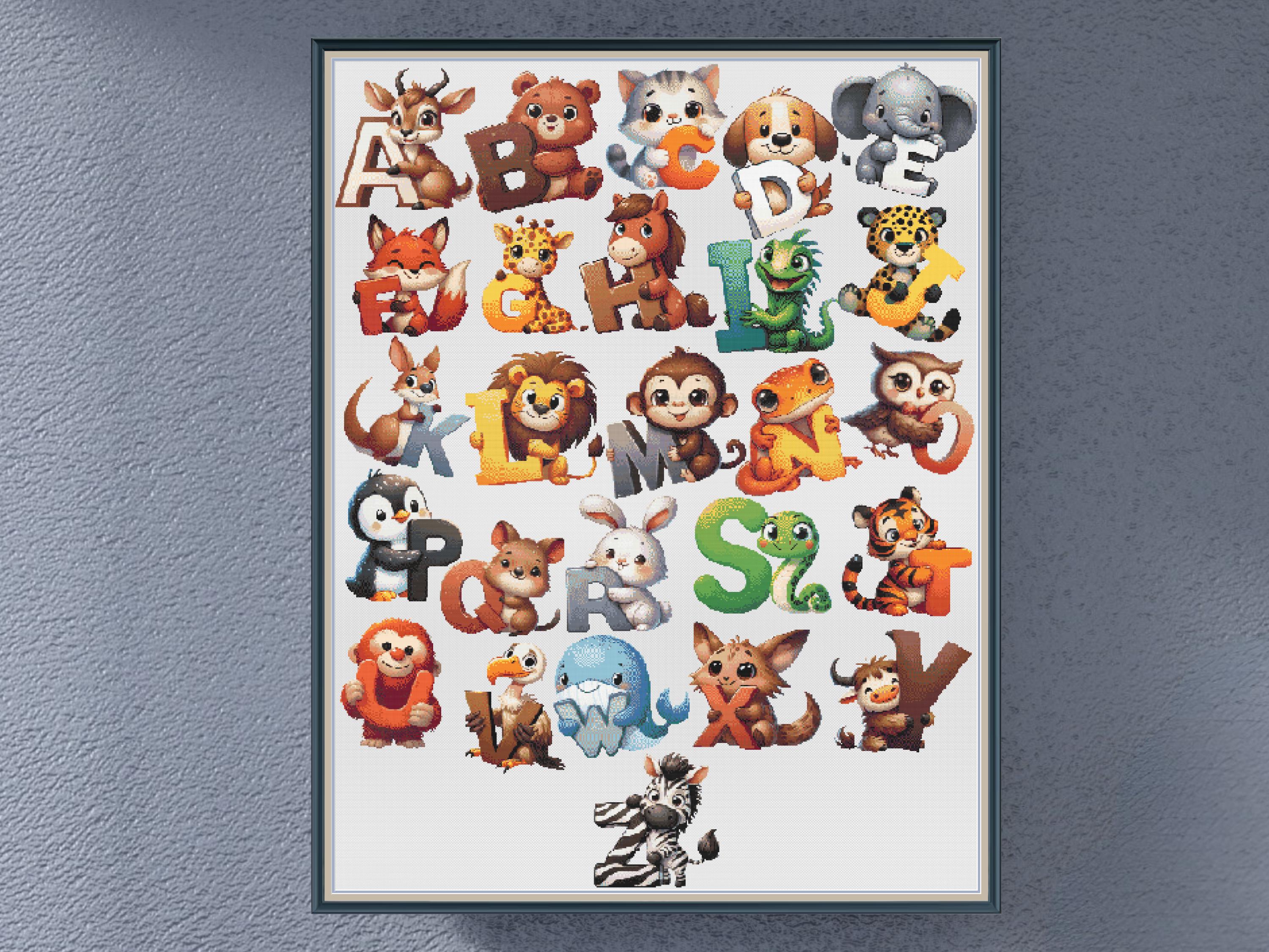 A - Z Animal Alphabet Bundle: 26 Individual Counted Cross Stitch Patterns. Can be used for Nursery, Playroom and Classroom Decor. - Thumbnail 4