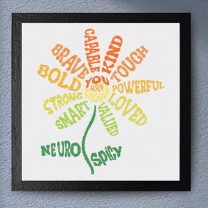 Flower Cross Stitch Pattern - Motivational Words , Uplifting Rainbow Quote Design, Positive Affirmation DIY Embroidery, Mental Health Stitch