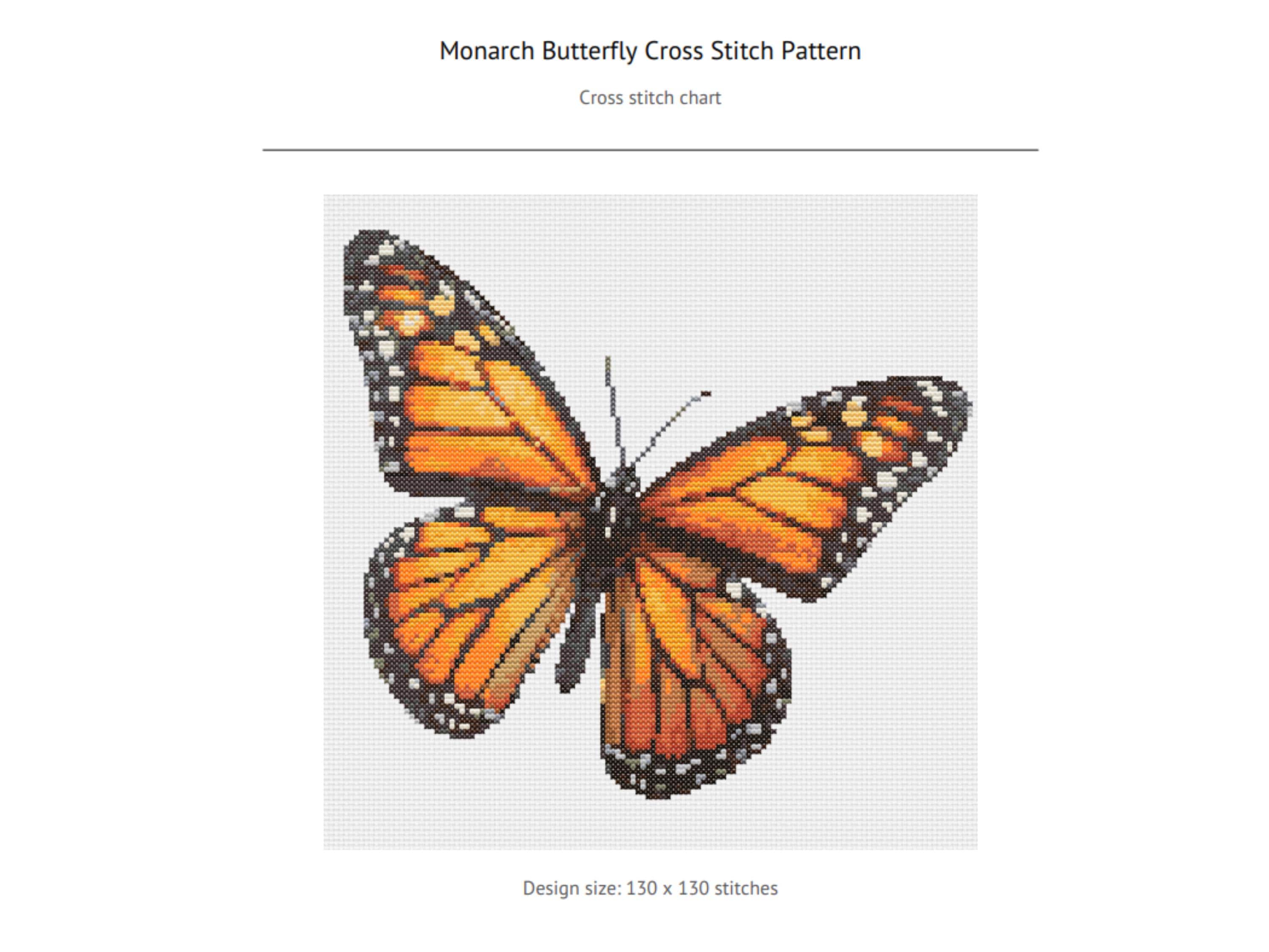Monarch Butterfly Cross Stitch Pattern Cottagecore Insect Embroidery Design PDF Chart for Counted Cross Stitch Art and Decor - Thumbnail 4