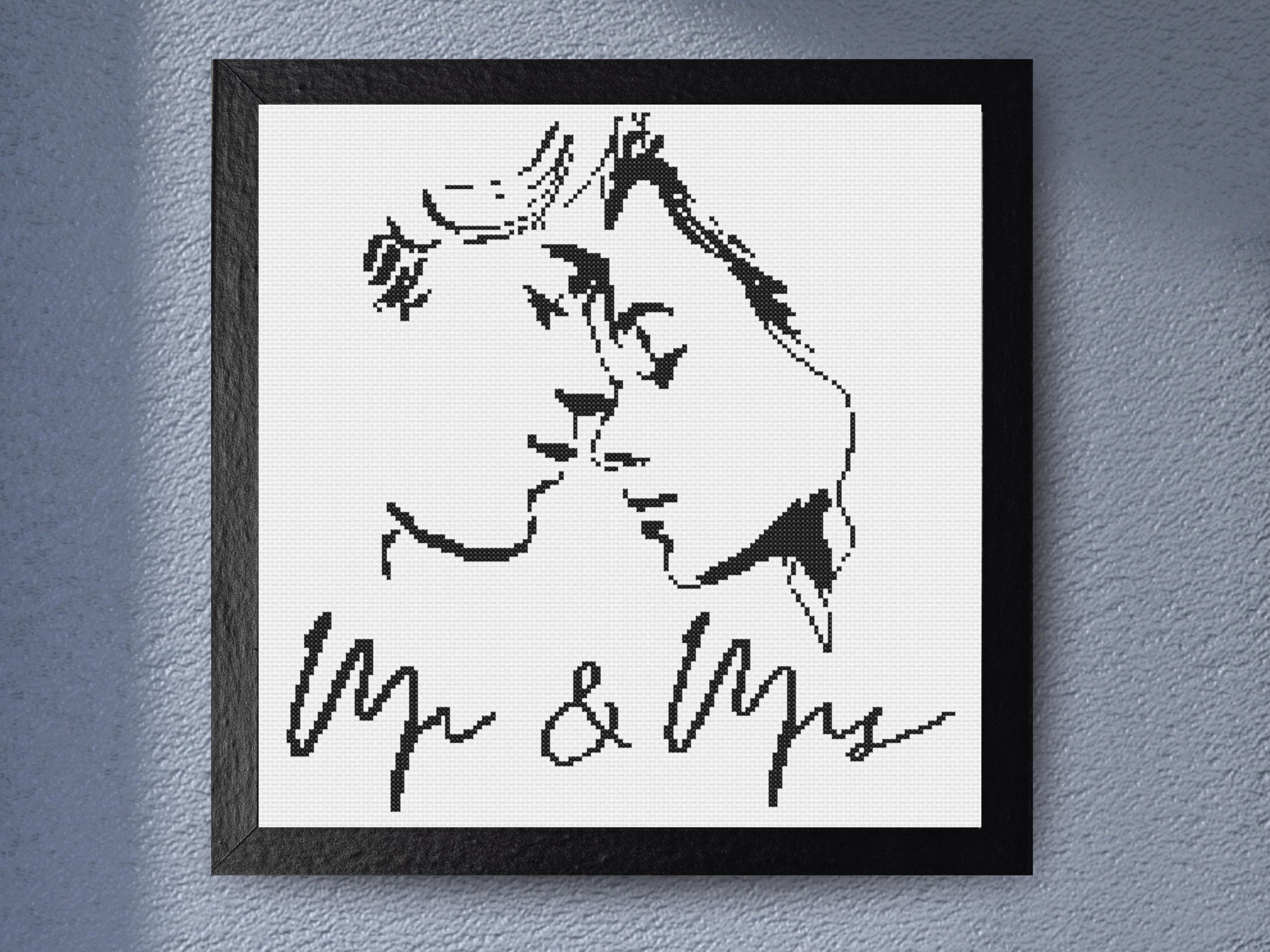 Elegant Wedding Cross Stitch Pattern – Personalized Mr and Mrs Monogram, Romantic Anniversary or Bridal Shower Gift, Engagement Keepsake - Image 1