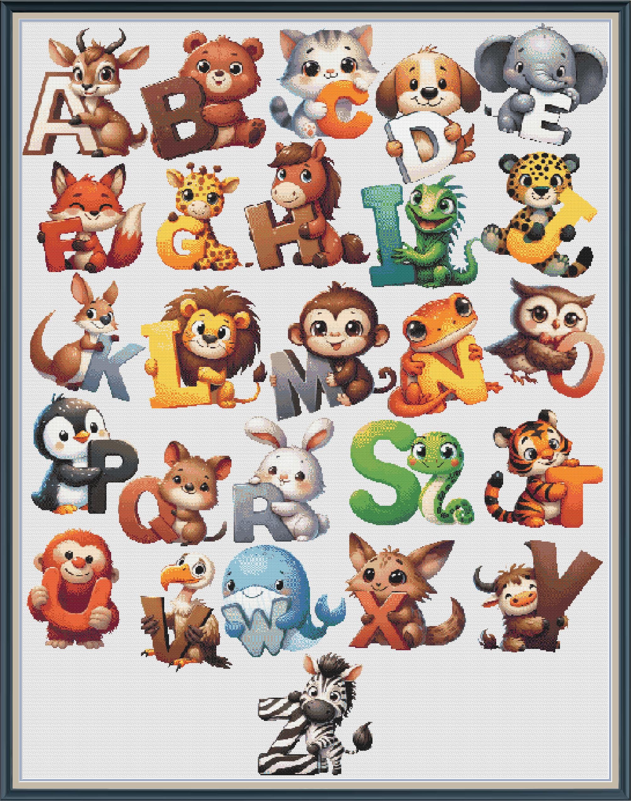 Animal Alphabet Cross Stitch Patterns. A - Z Animal Alphabet Bundle: 26 Individual Counted Cross Stitch Patterns - Thumbnail 2