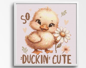 Ente Kreuzstichmuster, Babyzimmer Dekor, Baby Sampler, Geburtsanzeige, Sofort PDF Download, Kinderzimmer Dekoration