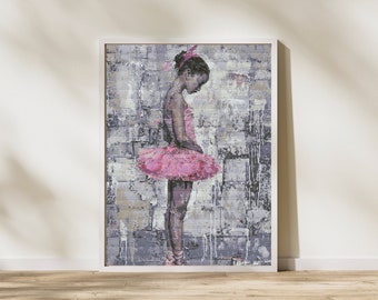 Tutu Tranquility - Ballerina's Quiet Moment, Elegant Dance Cross Stitch  for Ballet Enthusiasts 206x300 Stitches. Counted Cross-Stitch.