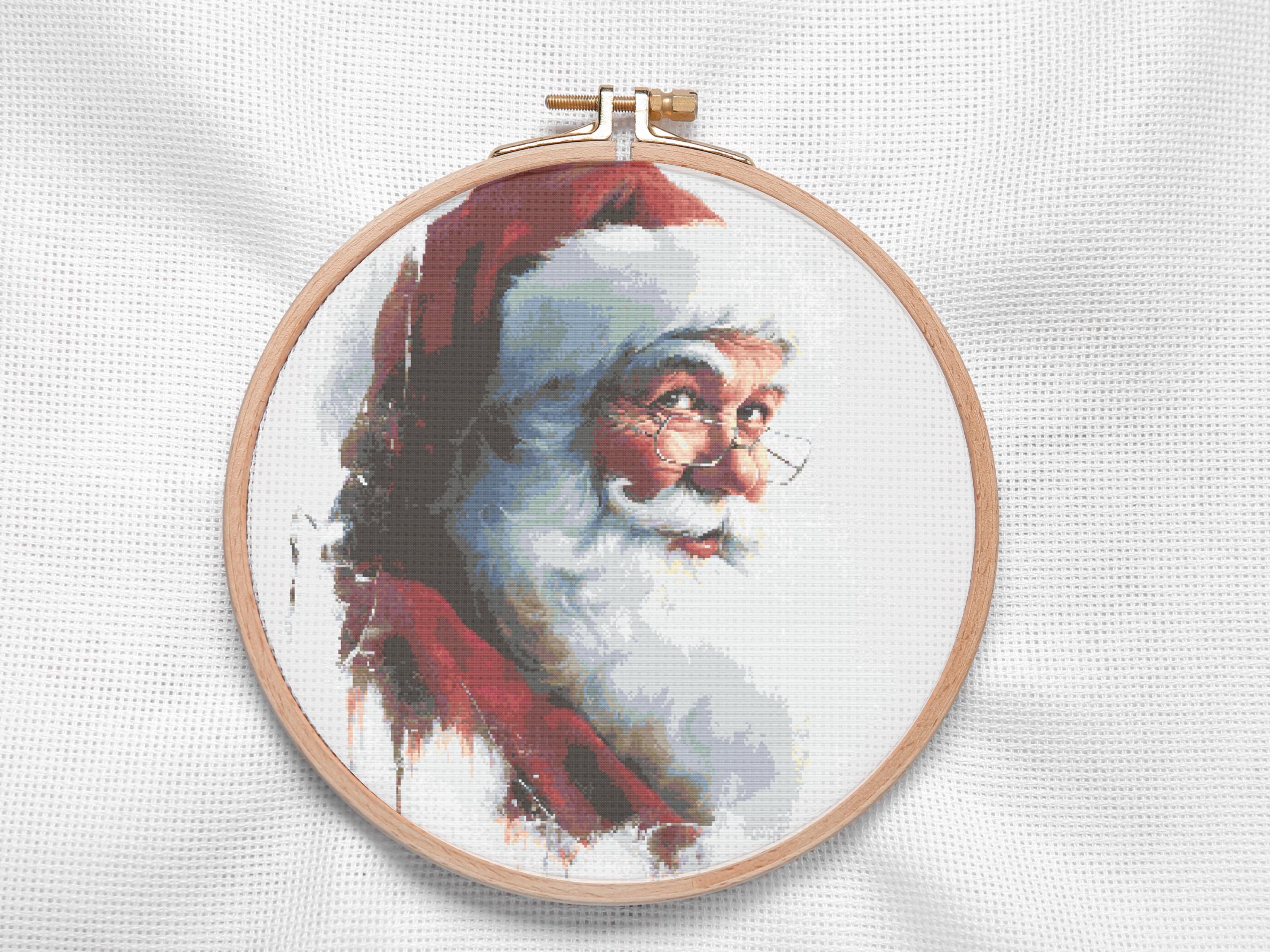 Jolly Santa Claus Cross Stitch Pattern for Christmas - Vintage Inspired Holiday Embroidery Design - Festive DIY Needlework Decor - Thumbnail 3
