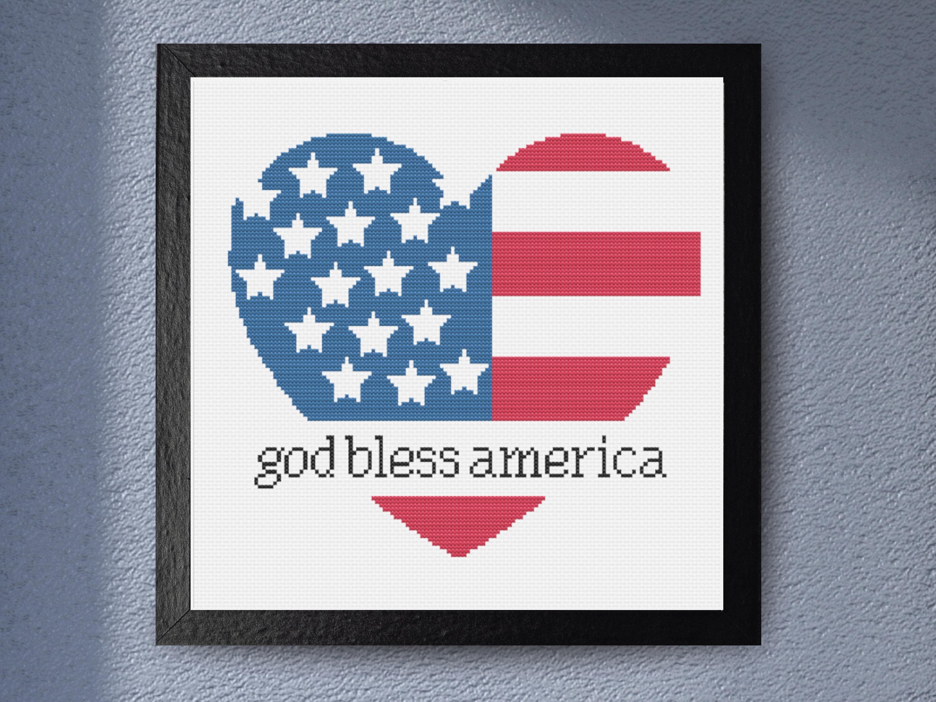 God Bless America - Patriotic Heart USA Flag, Fourth of July Decor