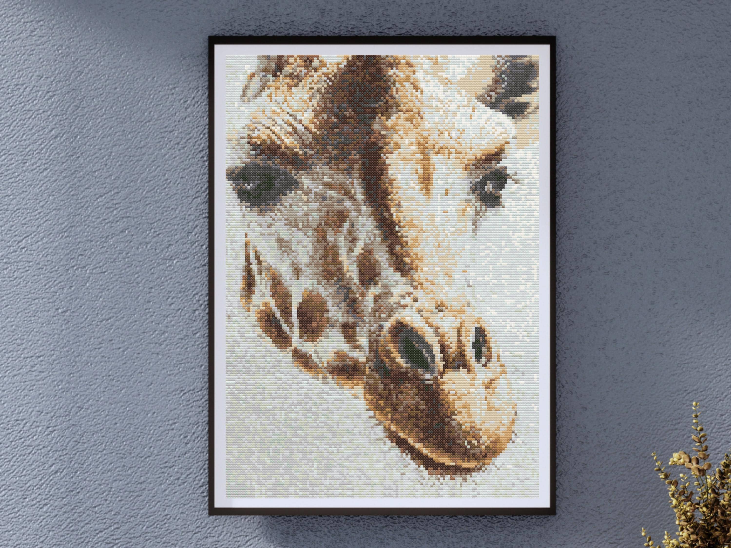 Giraffe Watercolor Safari Portrait Cross Stitch Pattern - South African Wildlife, Counted Cross Stitch, Embroidery PDF Design - Image 1