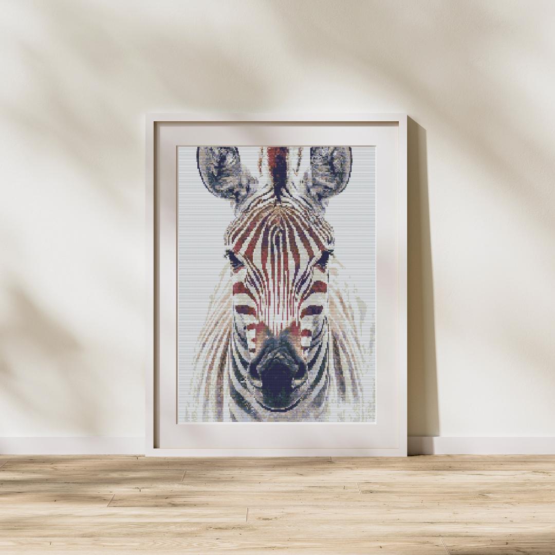 Zebra Cross Stitch Pattern, African Wildlife Design - Image 1