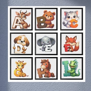 Animal Alphabet Cross Stitch Patterns – Zoo Bundle (Digital Download) 26 Individual Counted Cross Stitch Patterns