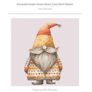 Gnome Cross Stitch Pattern. Counted Cross-stitch Pattern Series 5 of 12 -  Garden Gnome Series