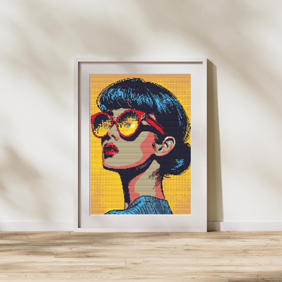 Bold Retro Chic Pop Art – Woman with Red Glasses - Image 1